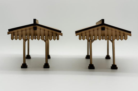 Flat-packed birch plywood station shelter kit for model railway diorama